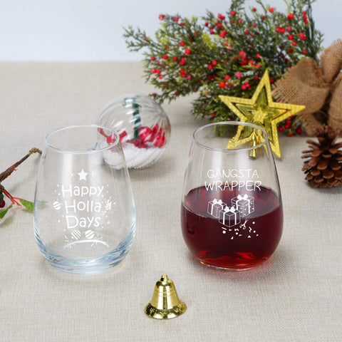 Futtumy Christmas stemless wine glass pattern 5 enjoyable for wine nights and humor.