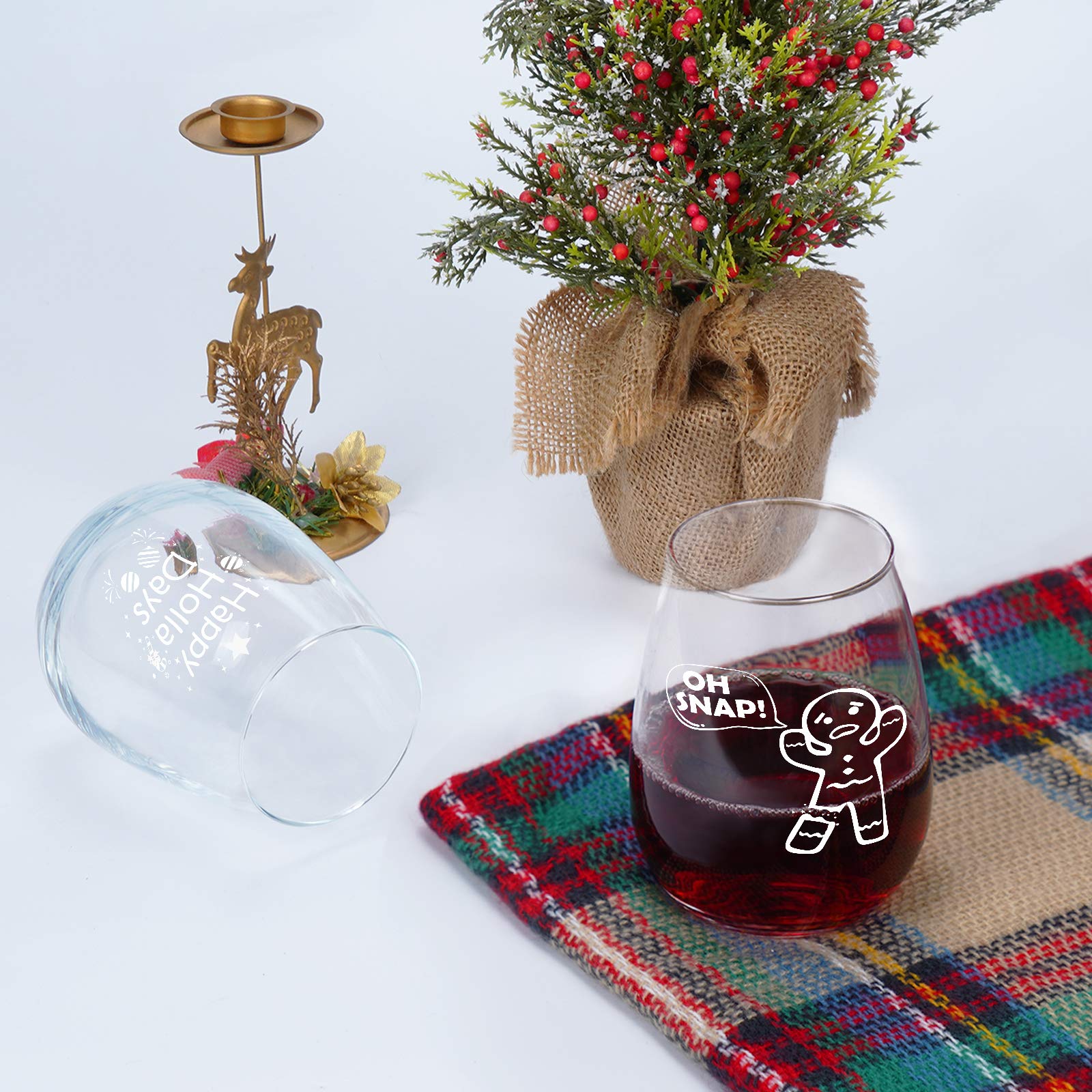Futtumy Christmas stemless wine glass pattern 6 ideal for gift exchanges and merriment.