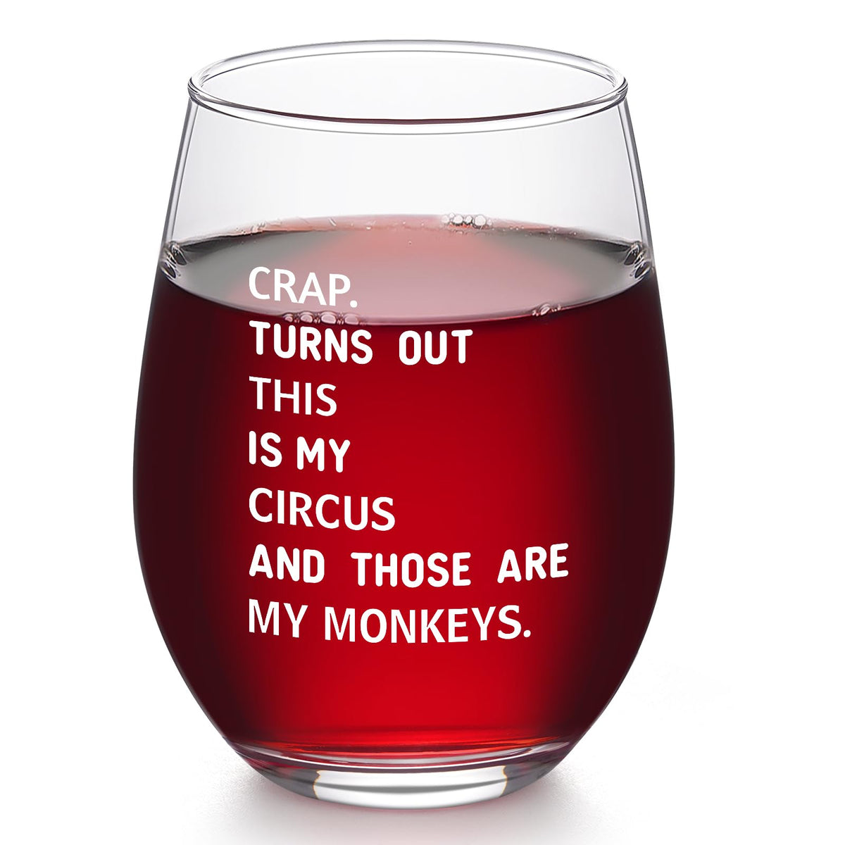 Futtumy Not My Circus Not My Monkeys wine glass for festive humor and daily sips.