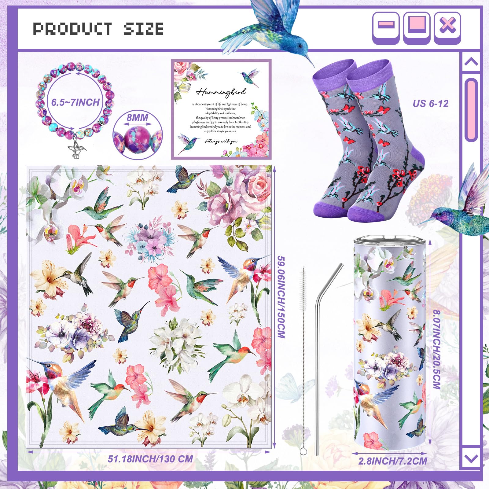 FuWeave hummingbird blanket throw 130x150 cm for cozy warmth at home or travel