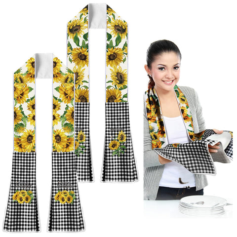 FuWeave sunflower towel scarf with plaid edge, ideal for kitchen drying