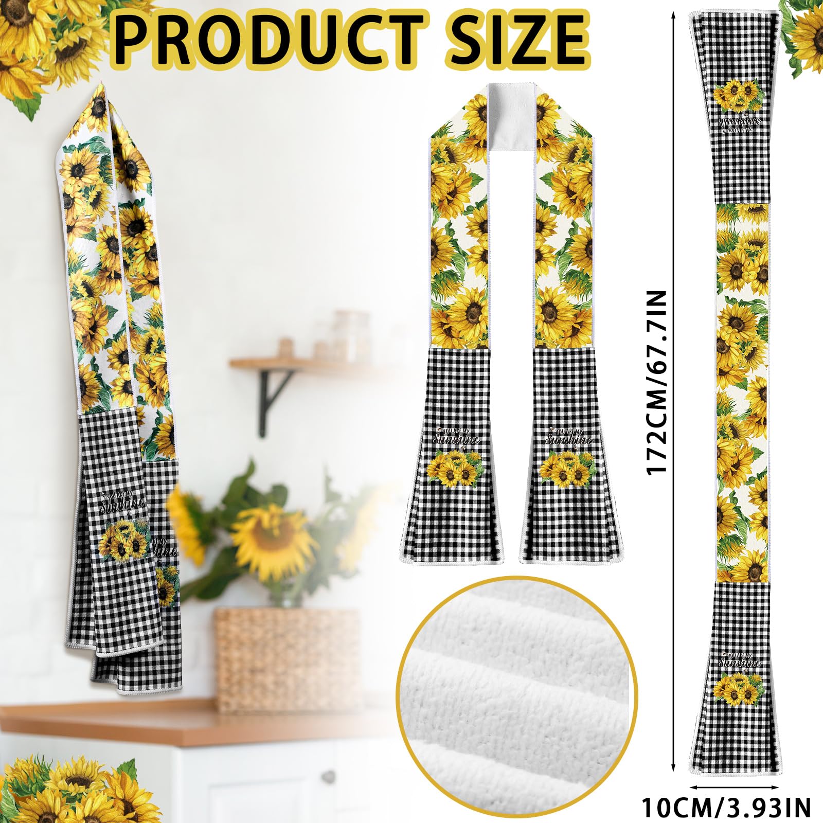 FuWeave sunflower towel scarf design on kitchen decor, stylish and functional