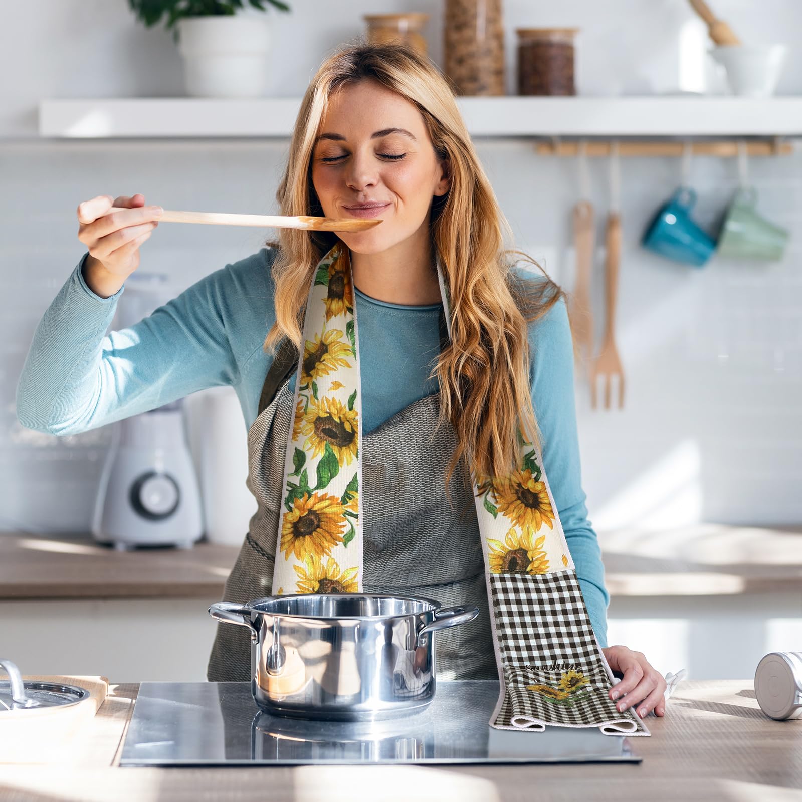 FuWeave sunflower towel scarf machine washable, easy care guidance