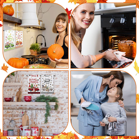 FuWeave truck-themed towel set, versatile for baking, kitchen tasks, and festive table setting.
