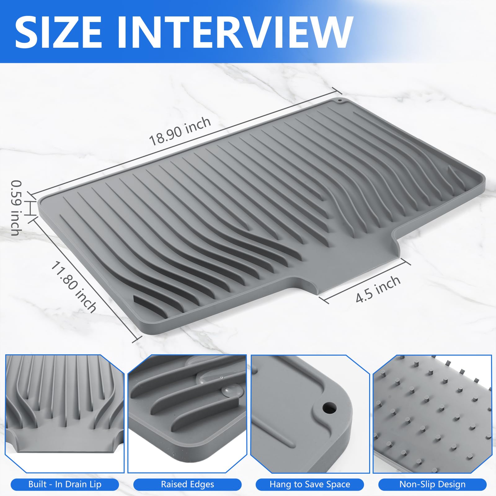 FUYXINGXY drain-edge mat drains into sink to reduce countertop water