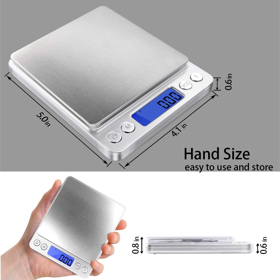 Fuzion Digital Gram Scale tare function lets you weigh containers.