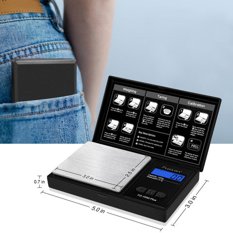 Fuzion scale weighing kitchen ingredients for accurate portions.