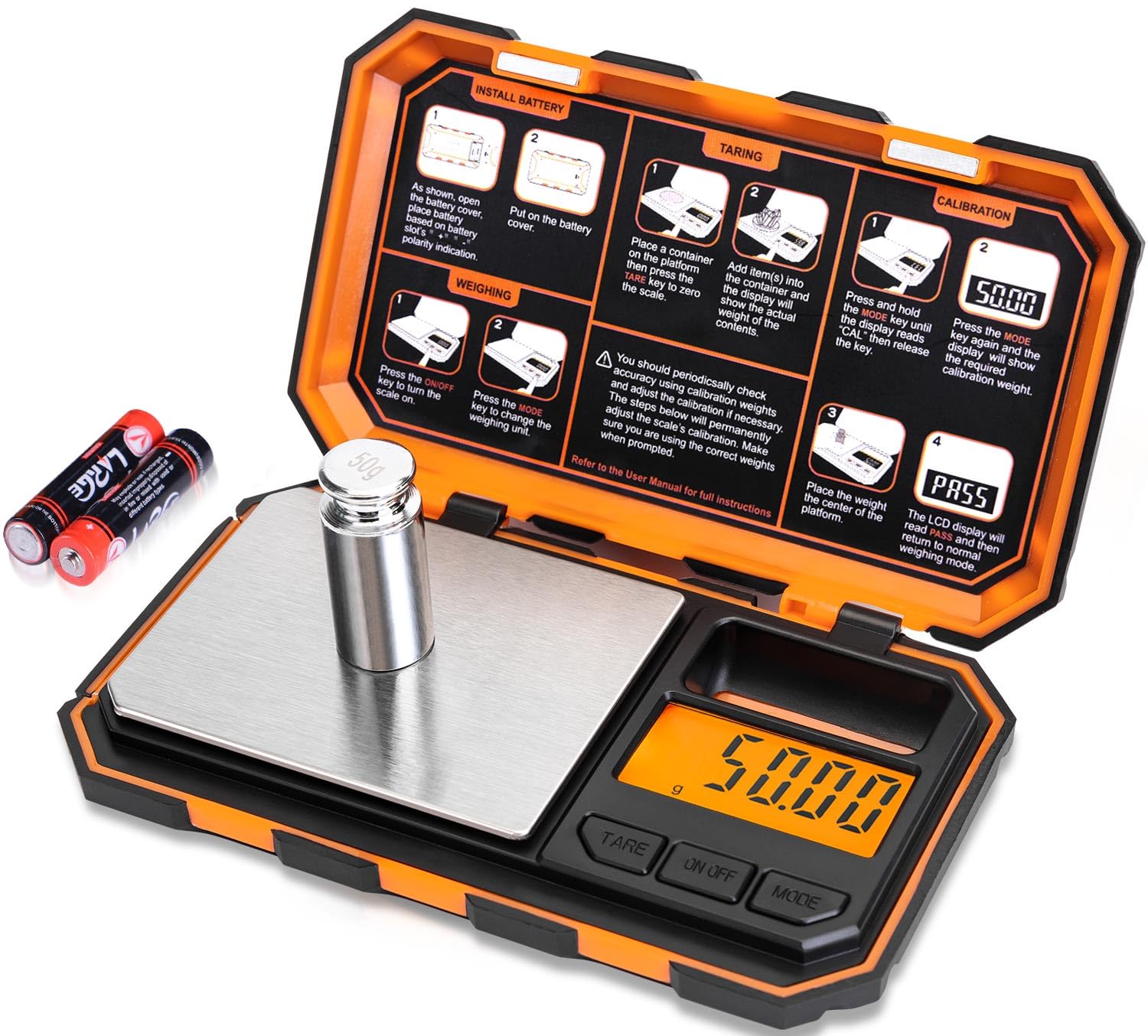 Fuzion digital pocket scale with LCD display for precise measurements on the go.