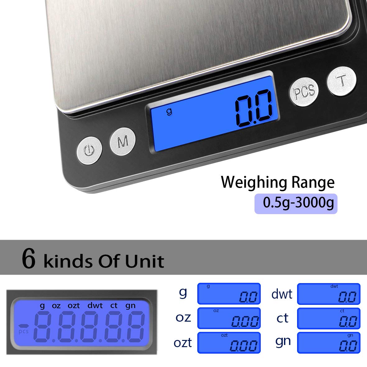 Fuzion scale with a clear LCD display for easy readability while cooking.