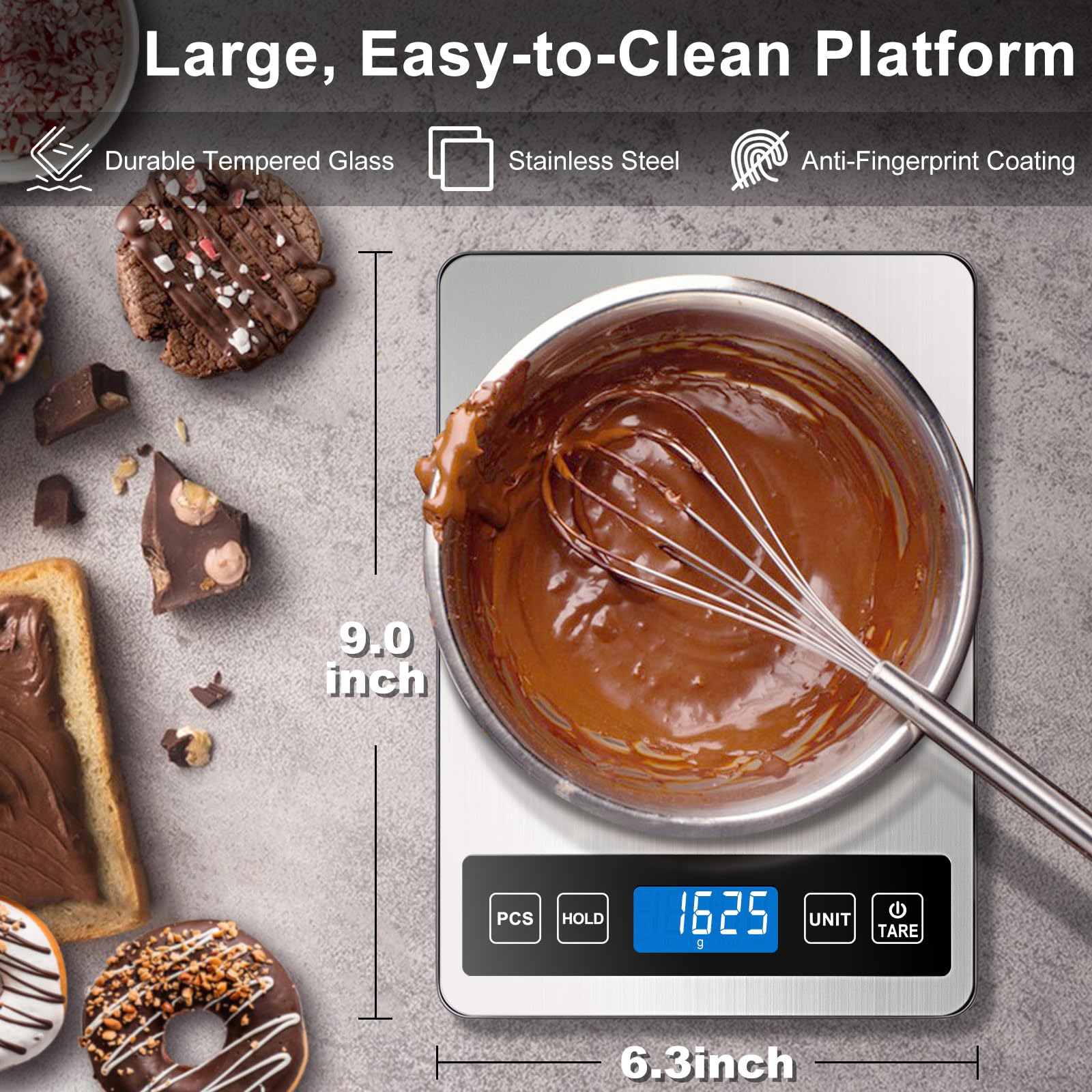 Fuzion Food Scale 7-unit versatility supports grains, liquids, and dairy in one tool