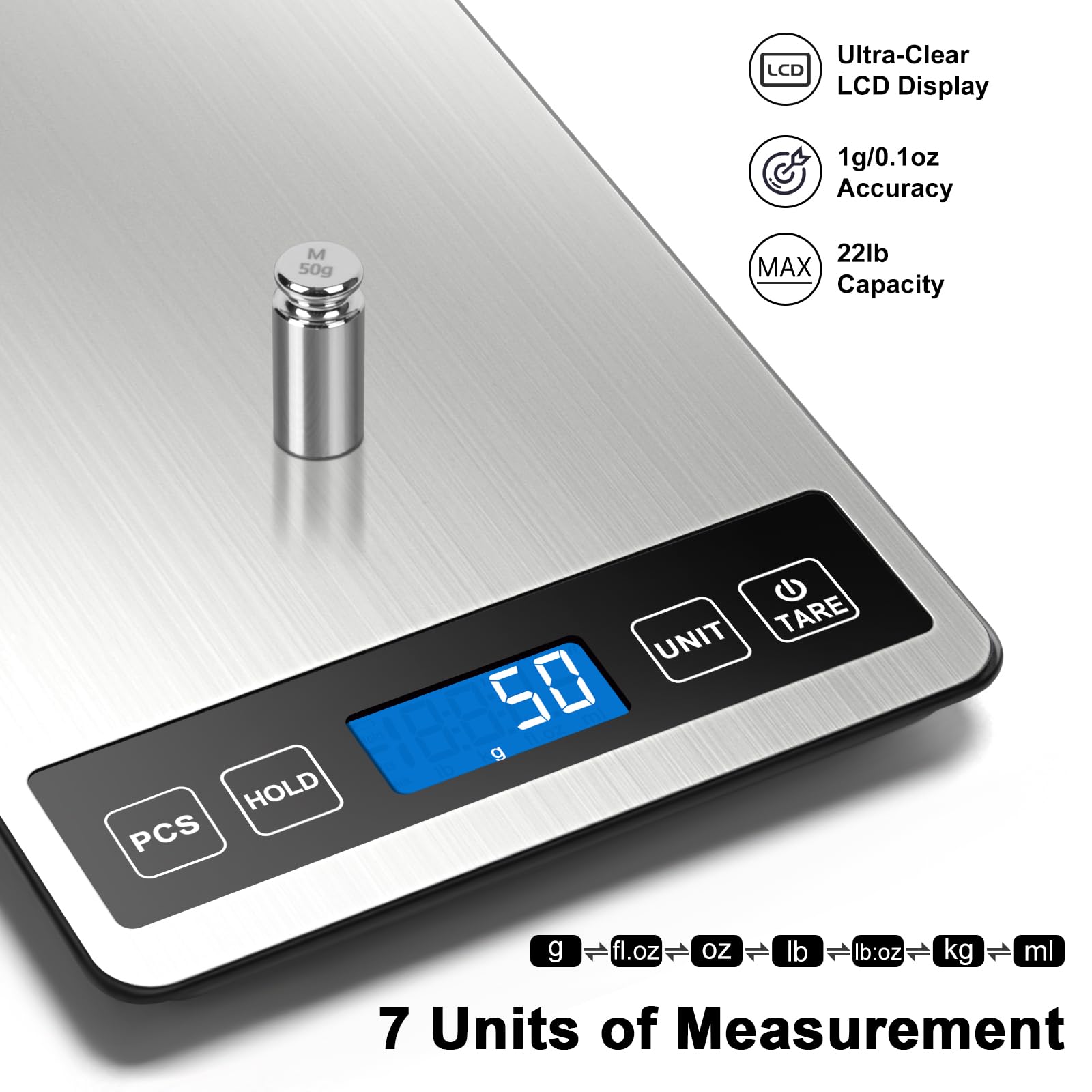 Fuzion Food Scale large display helps read measurements clearly during busy cooking