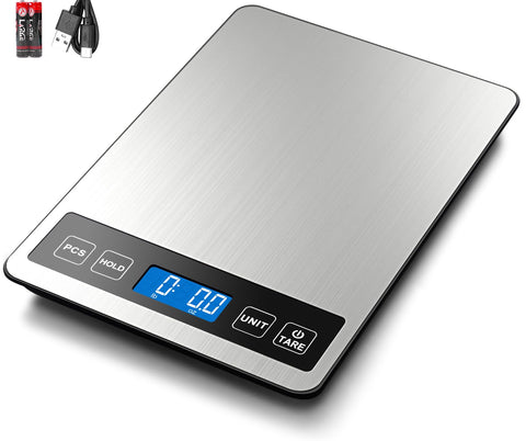 Fuzion Food Scale top view shows a spacious tempered glass surface for easy ingredient prep at a glance