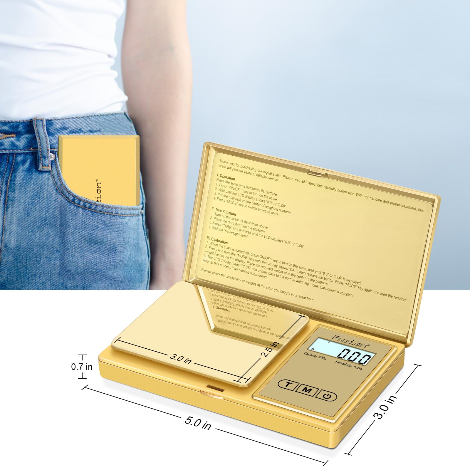 High precision 0.01g accuracy supports precise jewelry and ingredient measurements.