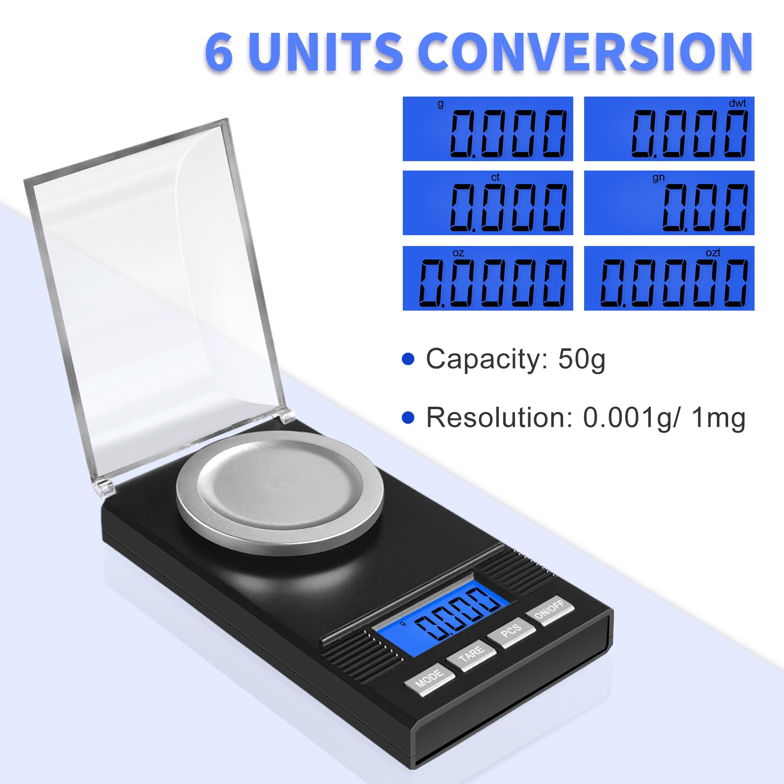 Fuzion milligram scale in compact carry case for portability
