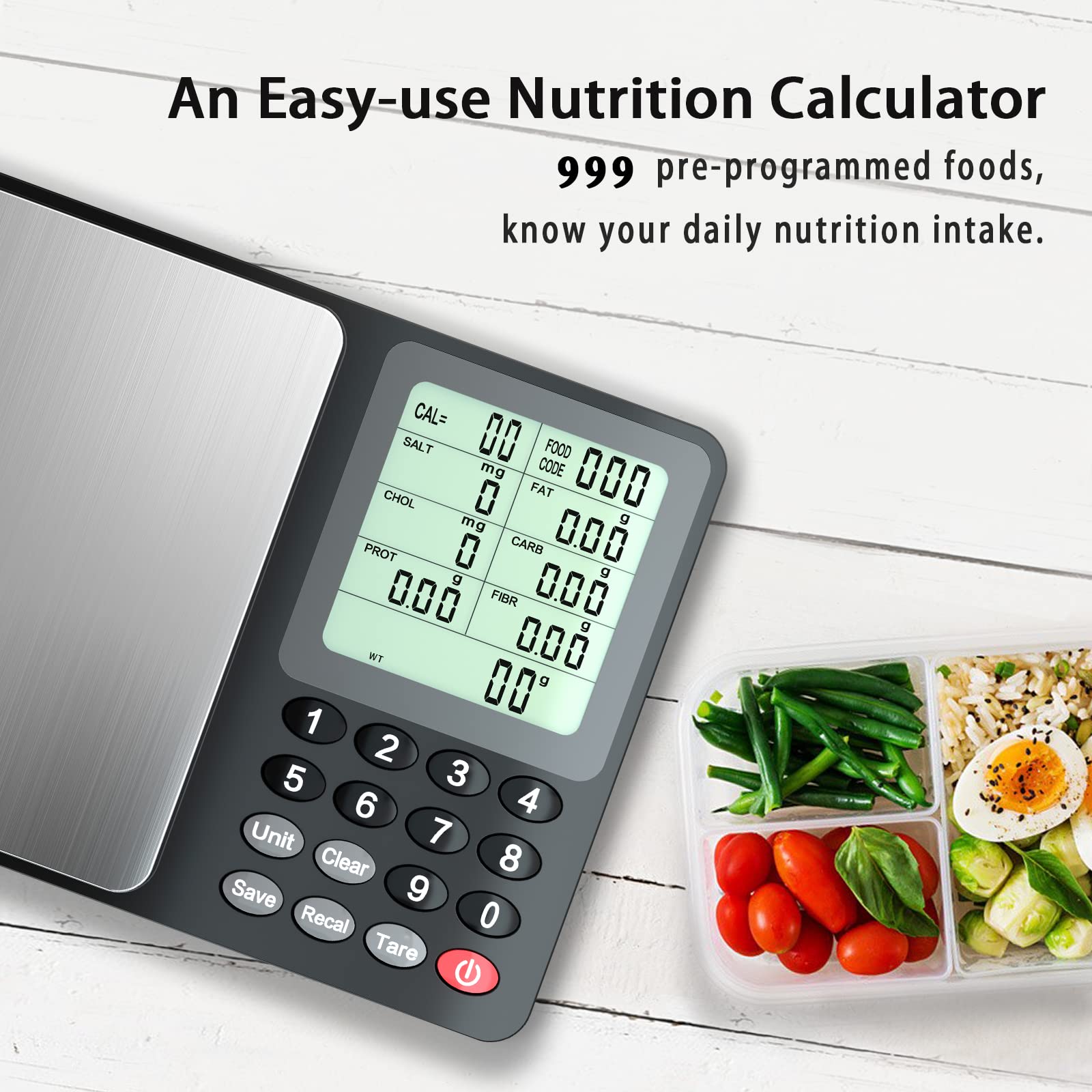 Fuzion NS1-3000 LCD display provides clear nutrition data at a glance.
