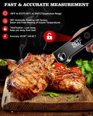 FVFV thermometer with 180-degree rotating display aids grilling