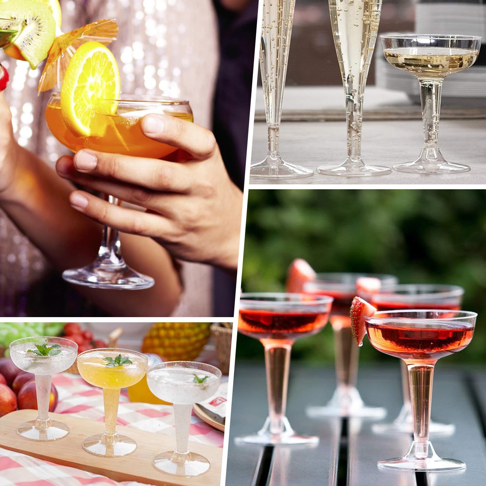 FVIEXE disposable champagne cups are durable and shatter-resistant for celebrations.