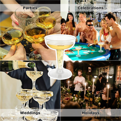 FVIEXE stackable champagne glasses save space between events.