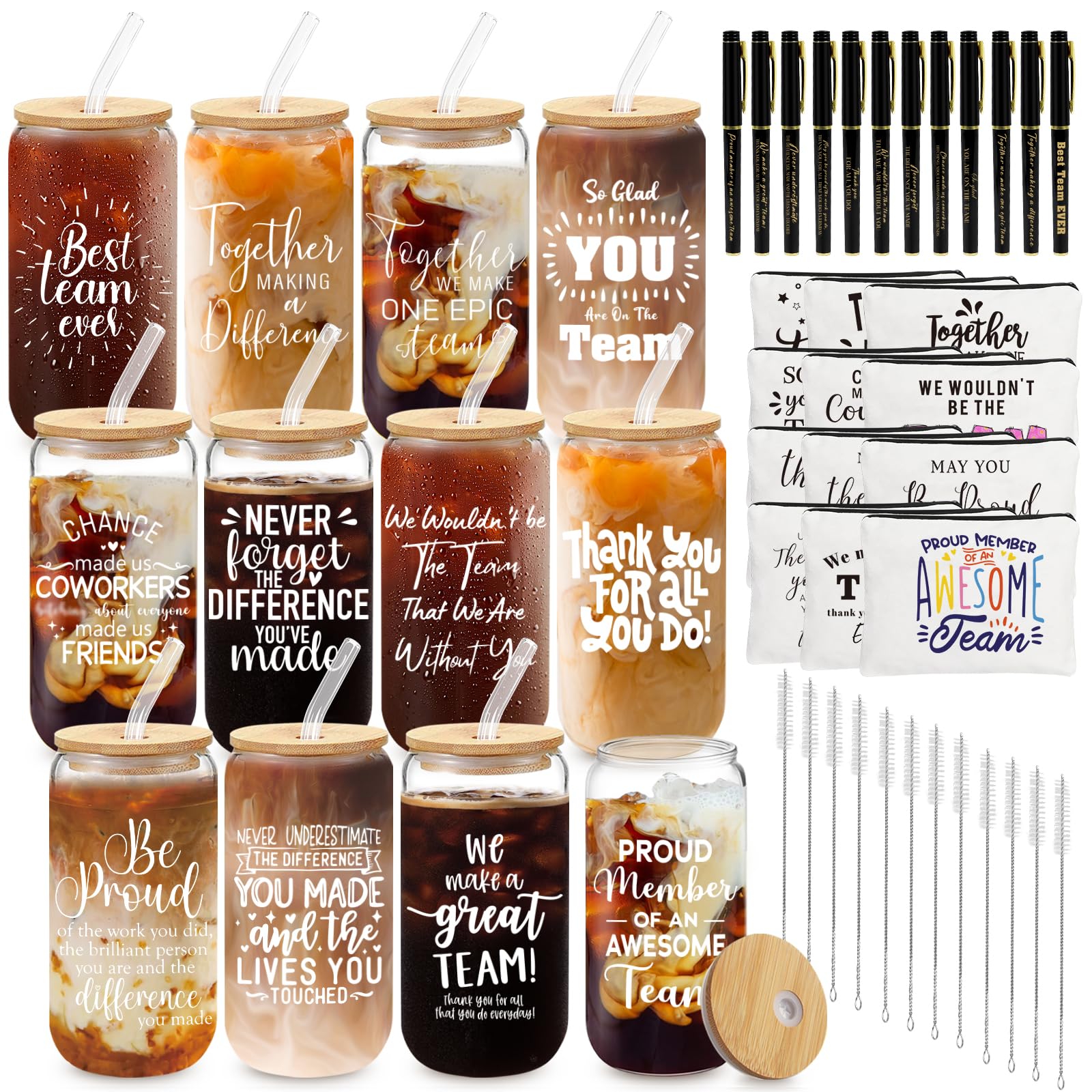 Fvntuey glass cups with lids and straws, ideal for office gifts and daily beverages.