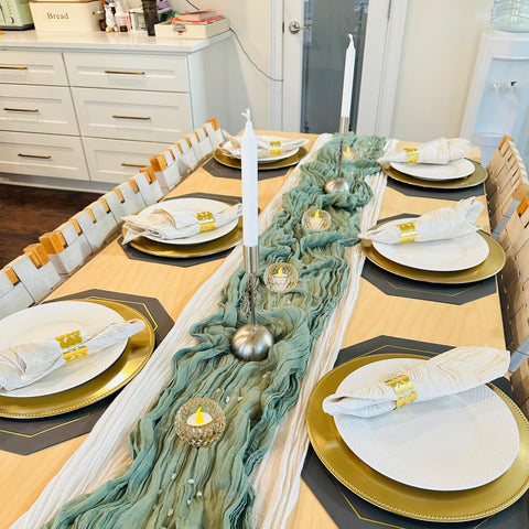 Fwxdbwyl sage green runner brightens baby shower table decor ideas.