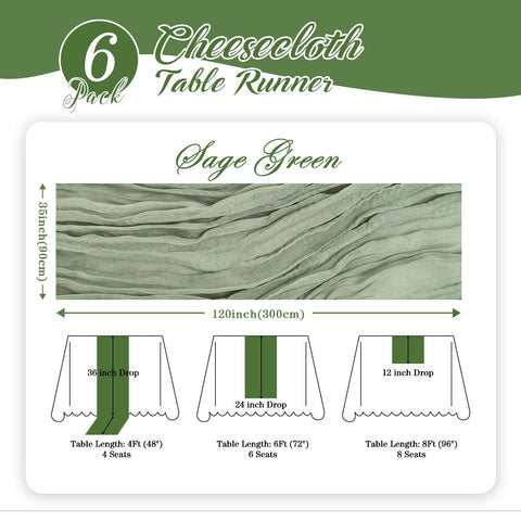Fwxdbwyl sage green cheesecloth runner enhances a boho wedding table setting.