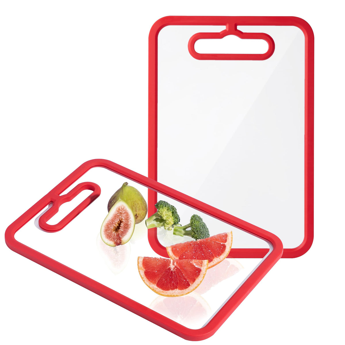 Fyctio 2Pcs red glass cutting boards 15x11, durable heat-safe surface for heavy chopping.