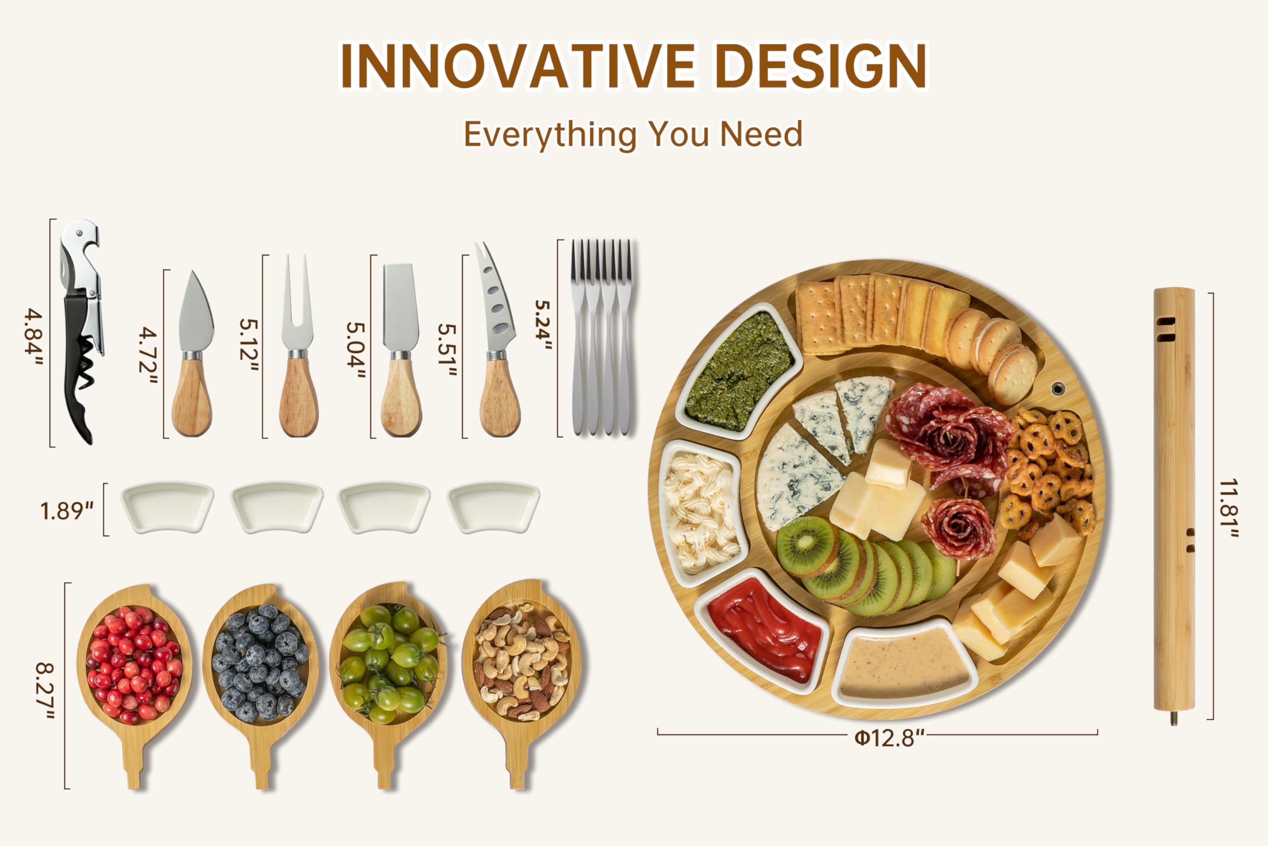 Fyctio ceramic bowls and cheese knives complete the serving set