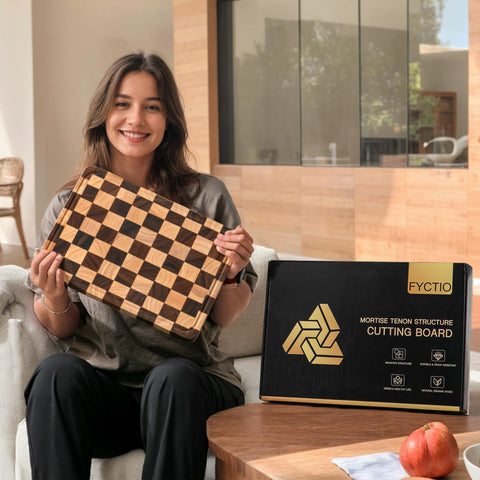 Fyctio checkerboard board used for chopping and stylish serving