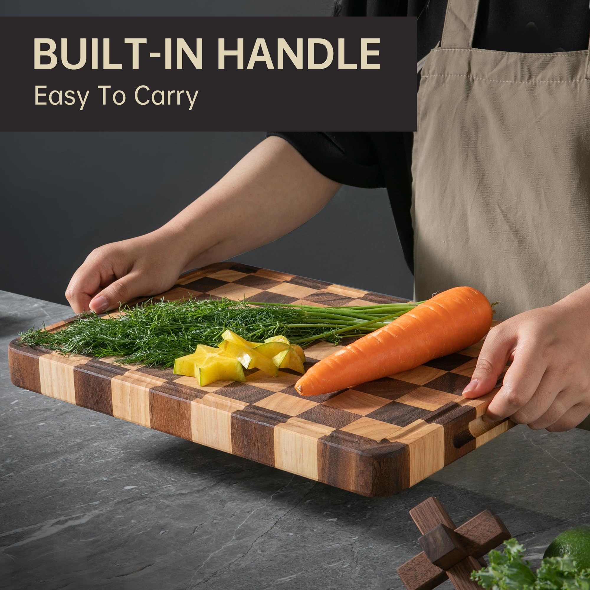 Fyctio cutting board juice groove detail for easy cleanup