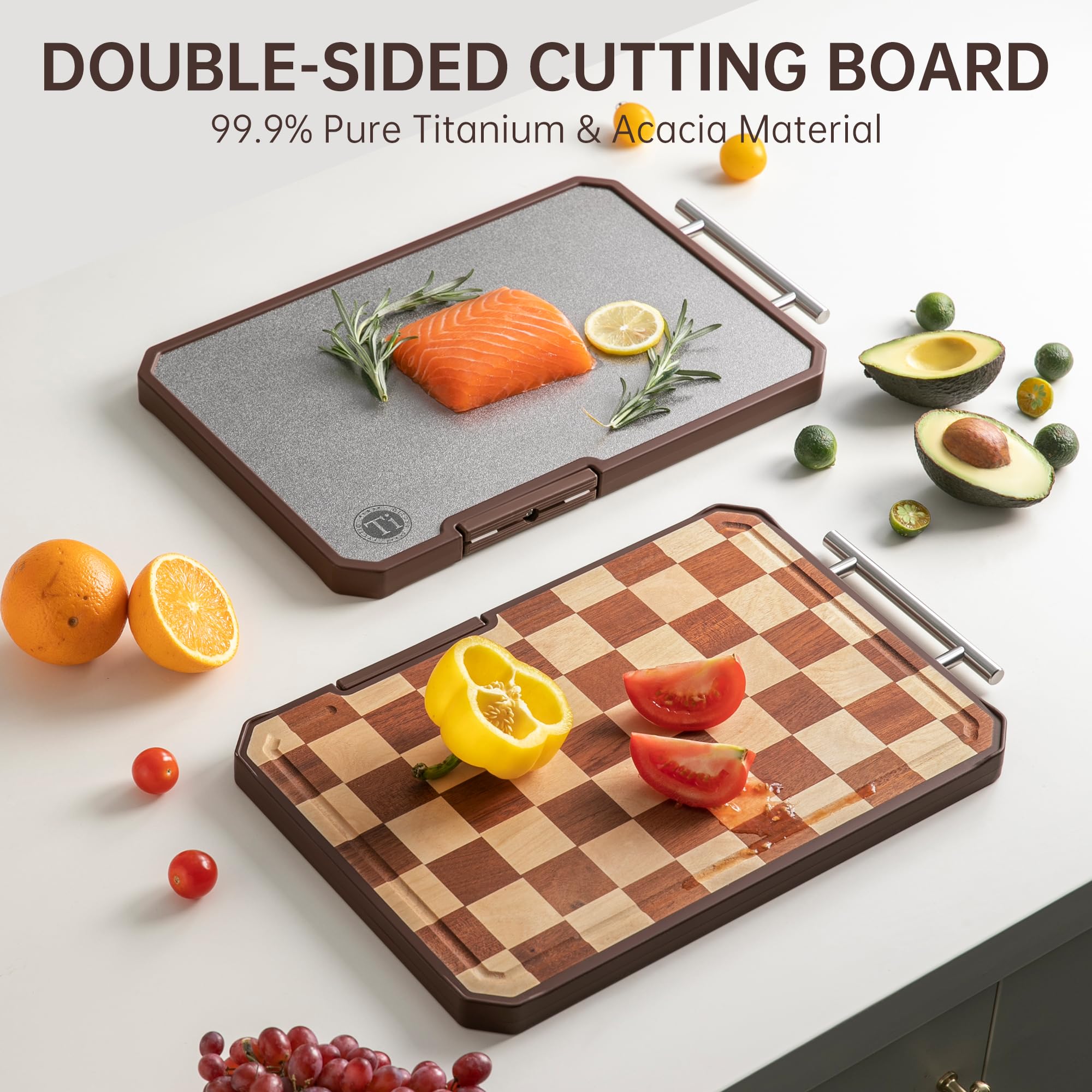 Fyctio double-sided checkerboard cutting board for meat and produce