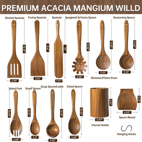 Fyctio acacia utensils clean easily with warm soapy water