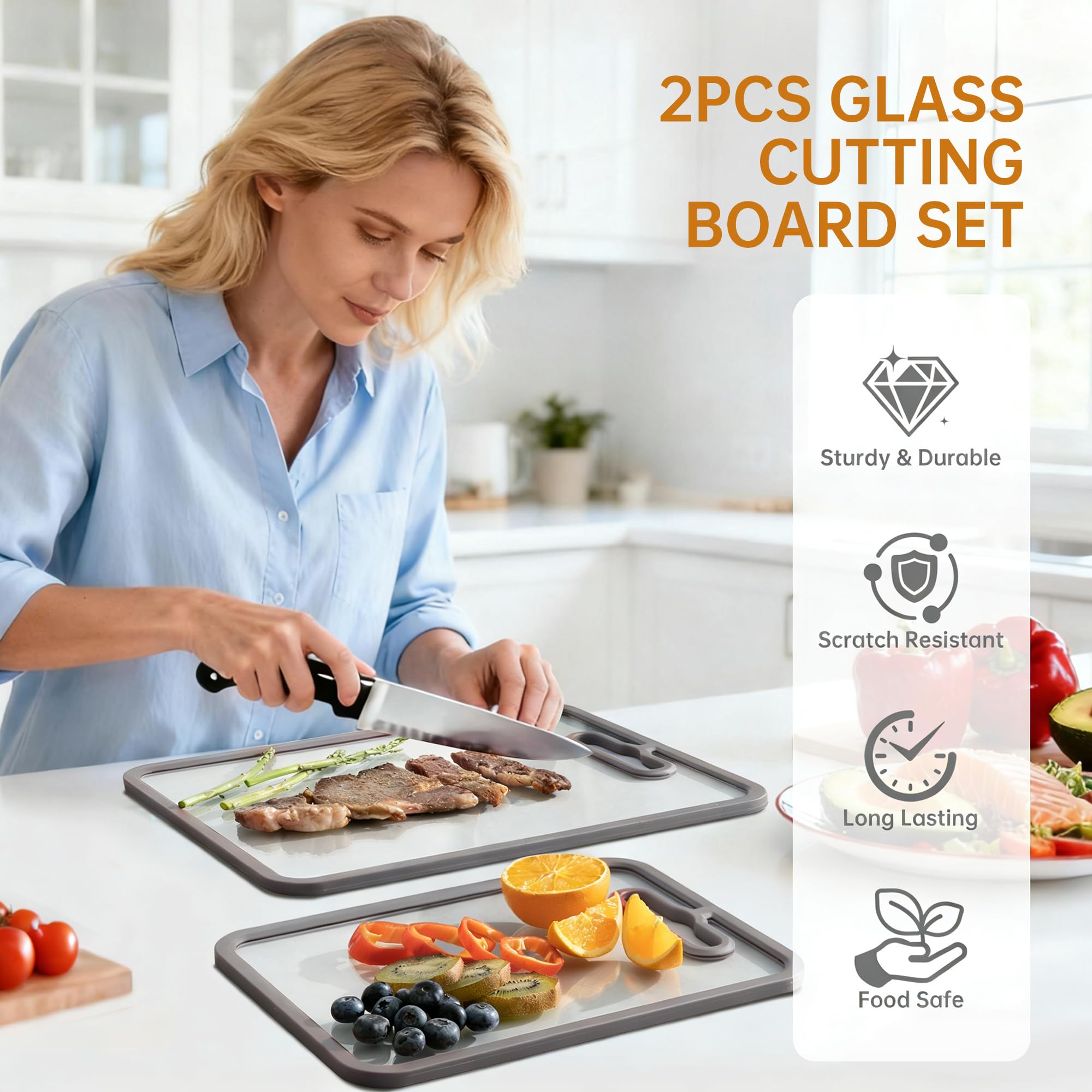 Fyctio 15x11-inch glass cutting board offers spacious prep surface