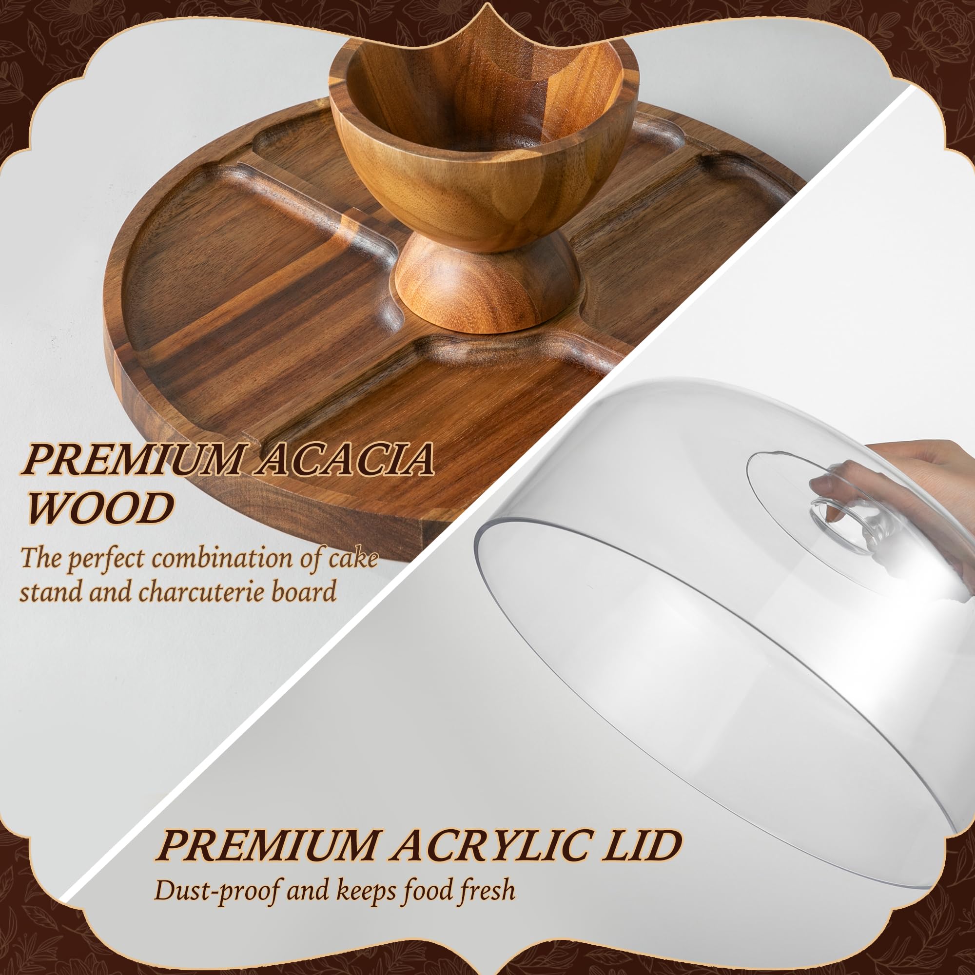 Fyctio acrylic lid keeps desserts visible while protected.