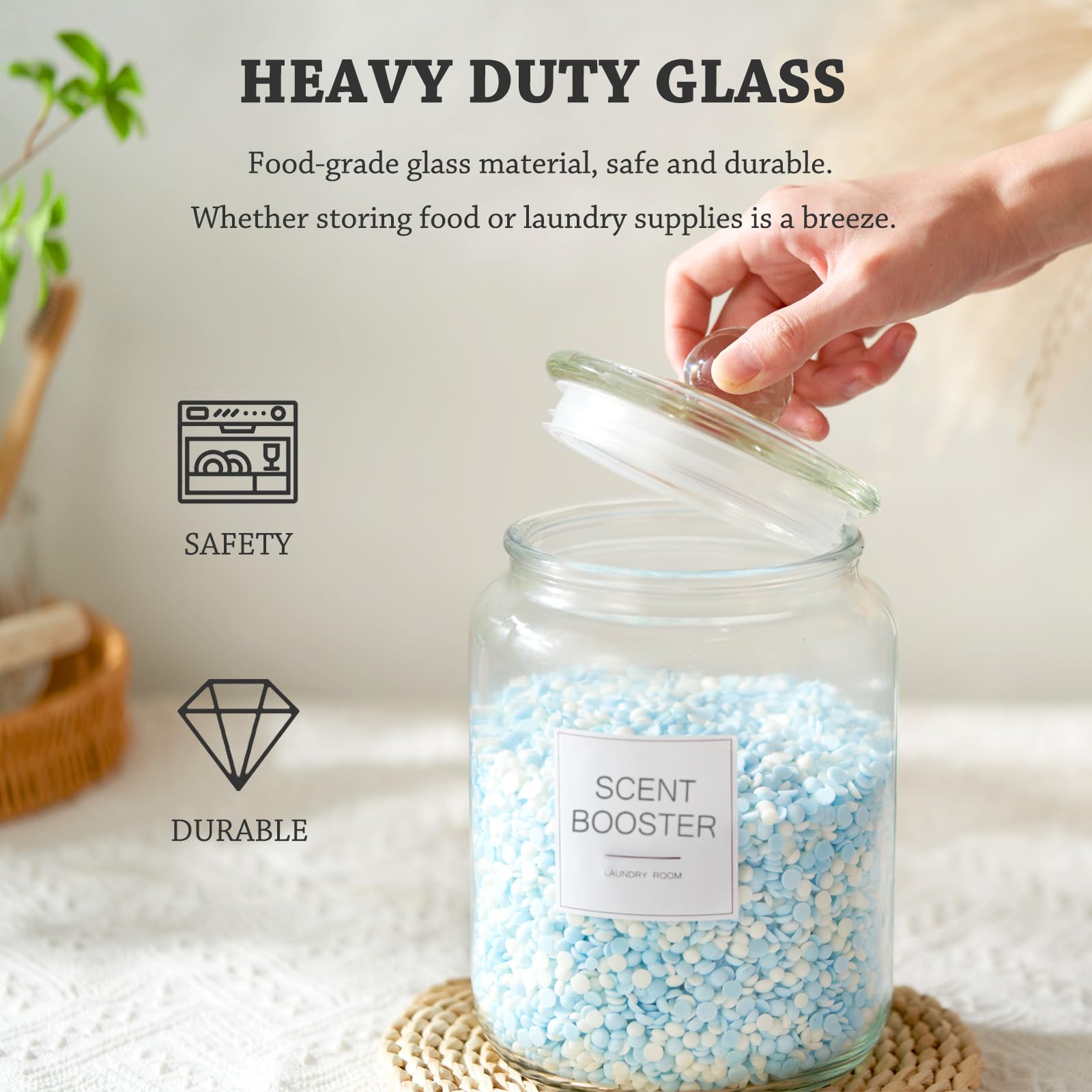 FyndraX glass jars add a modern touch to spaces.