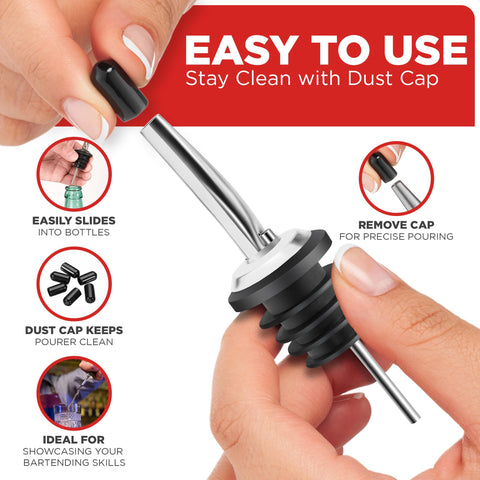 FYNECHEF easy-clean bottle pourers with brush for quick maintenance.