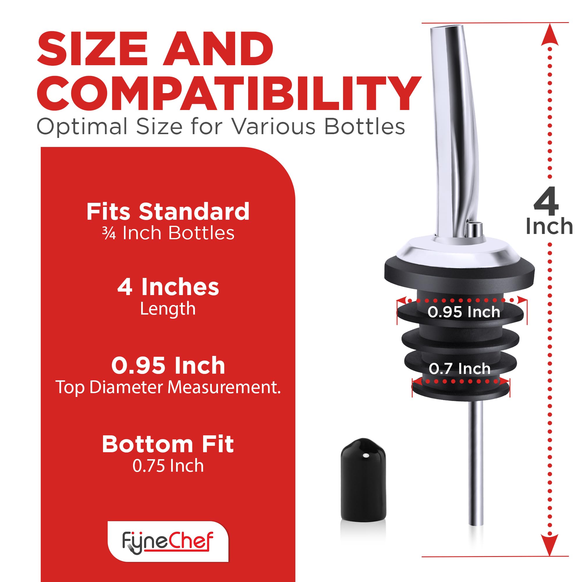 FYNECHEF non-rust 304 stainless pour spouts fit many bottle types.