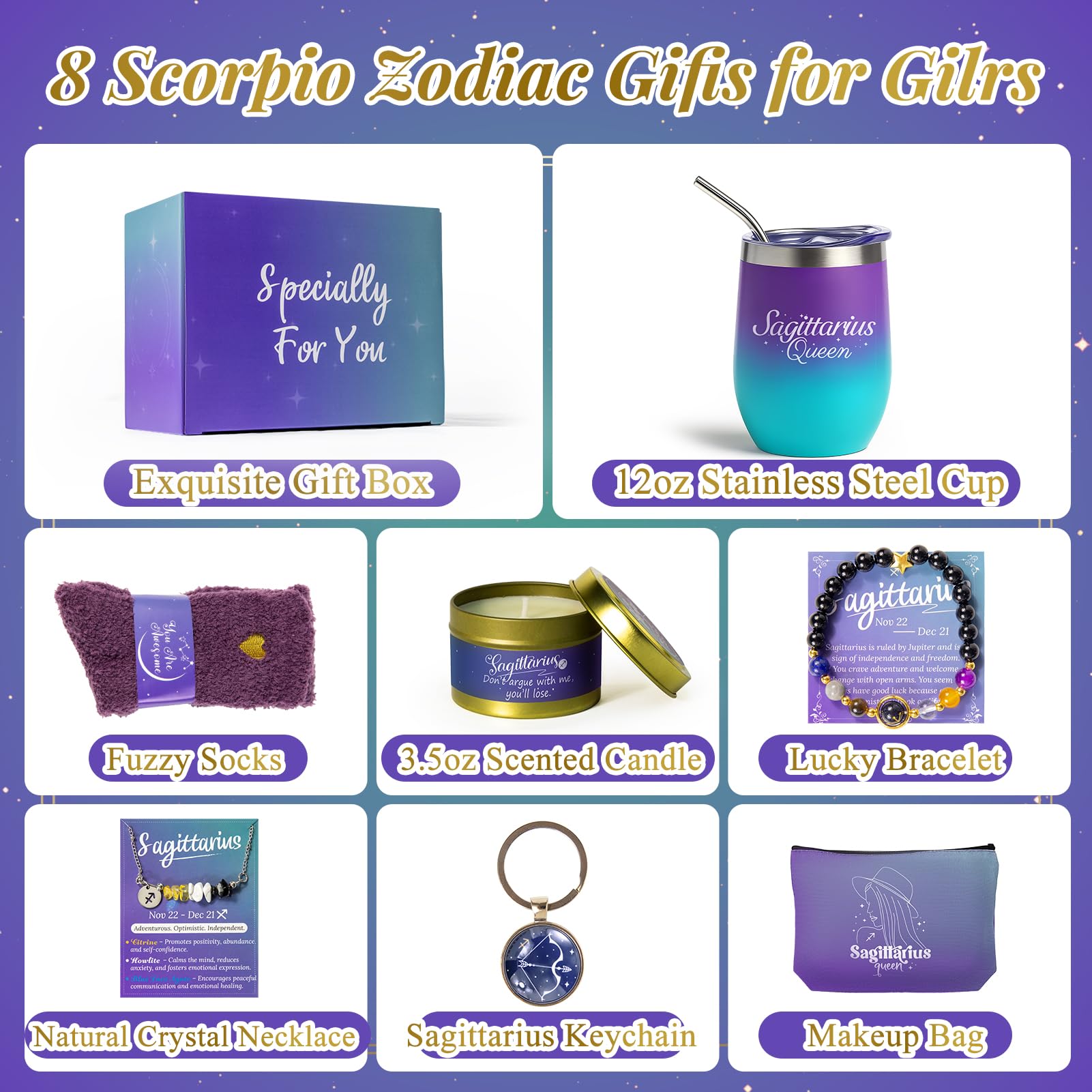 Fyroax Sagittarius Queen tumbler with double-wall insulation for on-the-go drinks.
