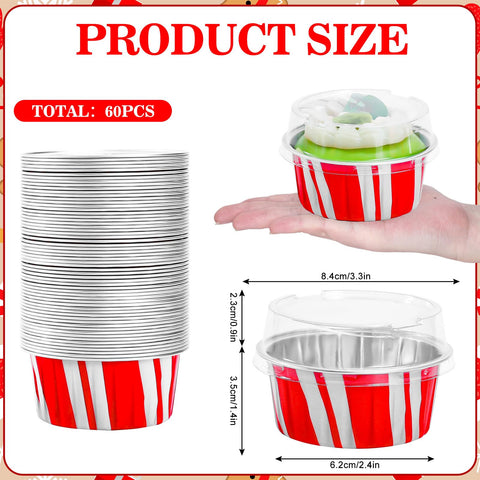 FYSUIMU grease-proof aluminum cupcake liners with lids, heat-resistant for baking