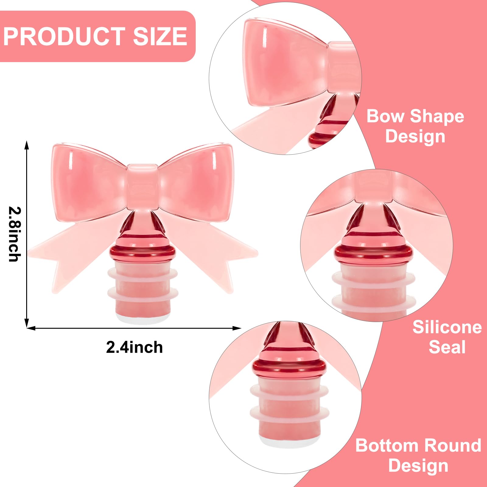 FYSUIMU silicone stopper in pink bow enhances sealing and flavor.