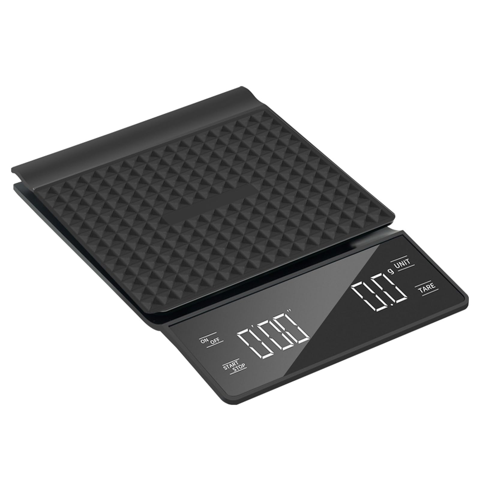 Fyueenix coffee scale front view with clear readings for precise espresso dosing