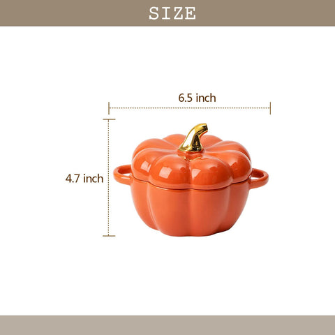 FYUEROPA pumpkin bowl set with lid and handle on a festive table.