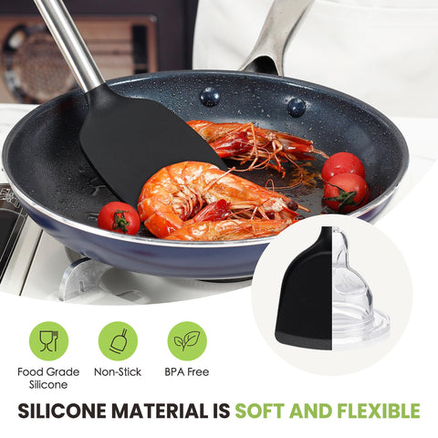 Fyva dishwasher-safe silicone head protects cookware and resists sticking