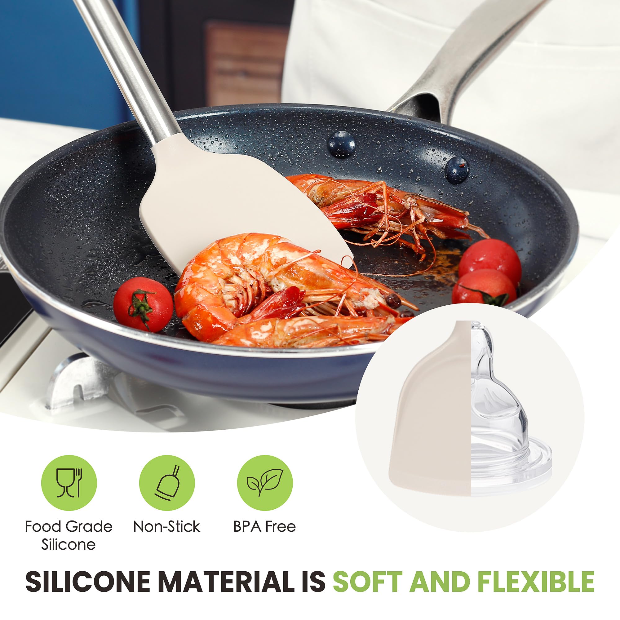 Fyvva Food-Grade Silicone Utensils, BPA-free and odor-free for daily cooking.