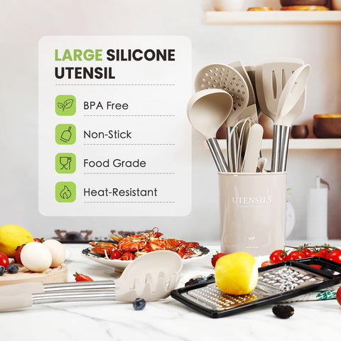 Fyvva Silicone Spatulas, heat resistant up to 446°F, safe on non-stick pans.