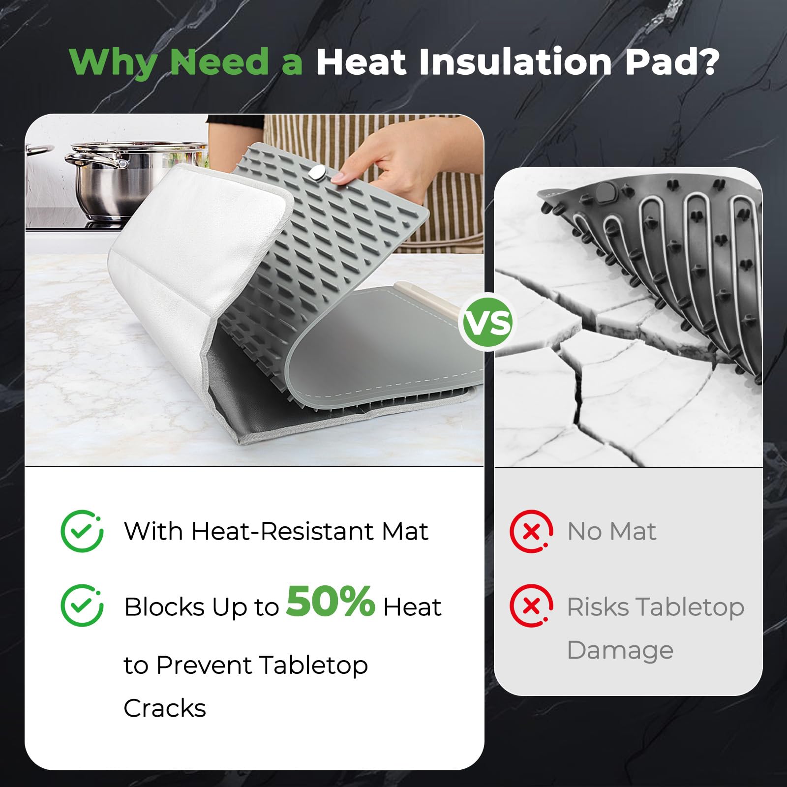 FYY foldable heat-resistant mat stored in a drawer after use