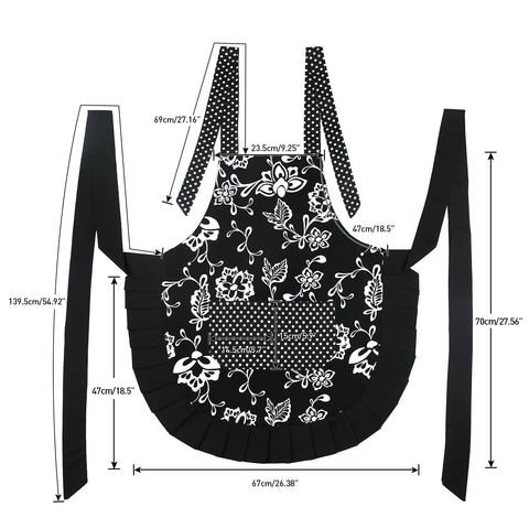 G2PLUS Vintage Floral apron side view with adjustable neck strap for a comfortable fit.