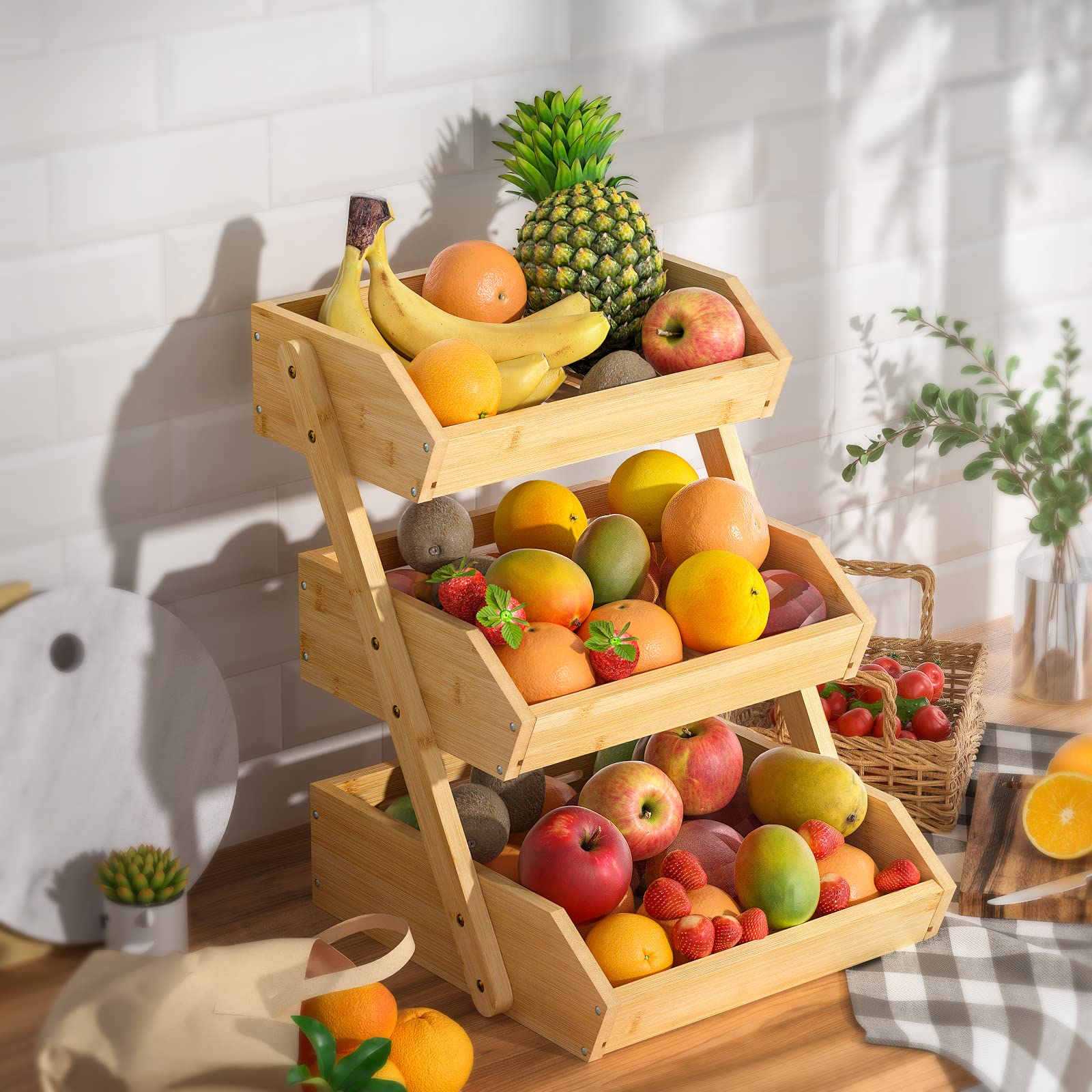G.a HOMEFAVOR easy-clean finish on bamboo fruit basket.