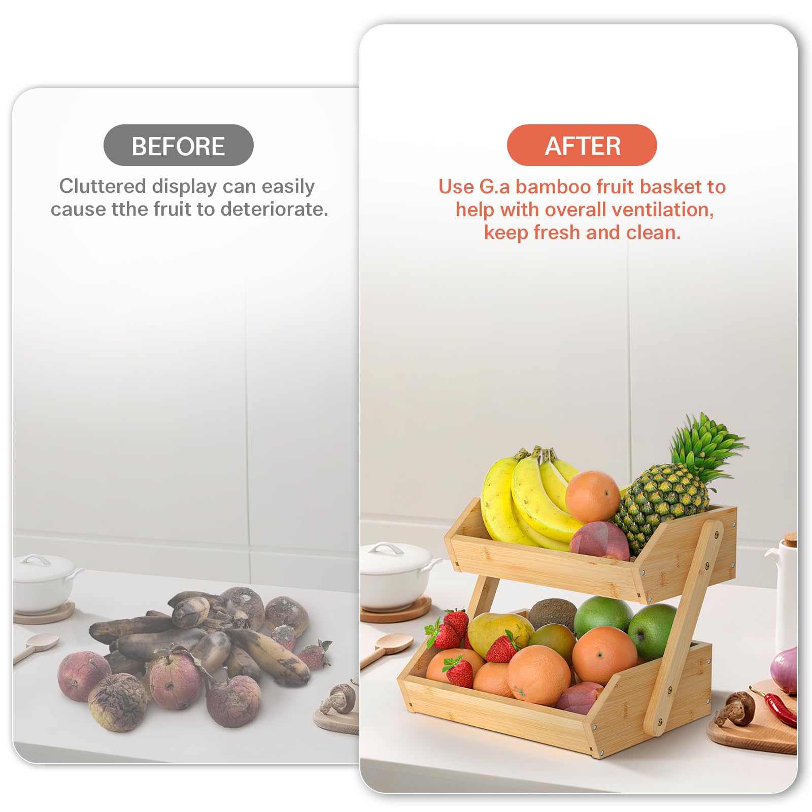 G.a HOMEFAVOR sturdy countertop stand uses 1.5 cm thick bamboo.