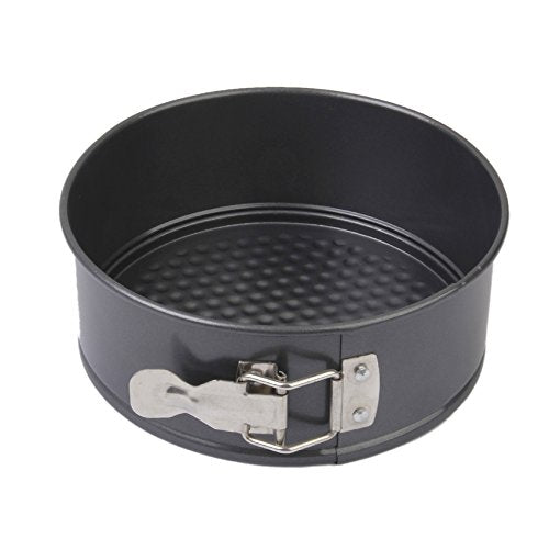 Gabkey 8-inch springform pan top view with latch and smooth carbon coating