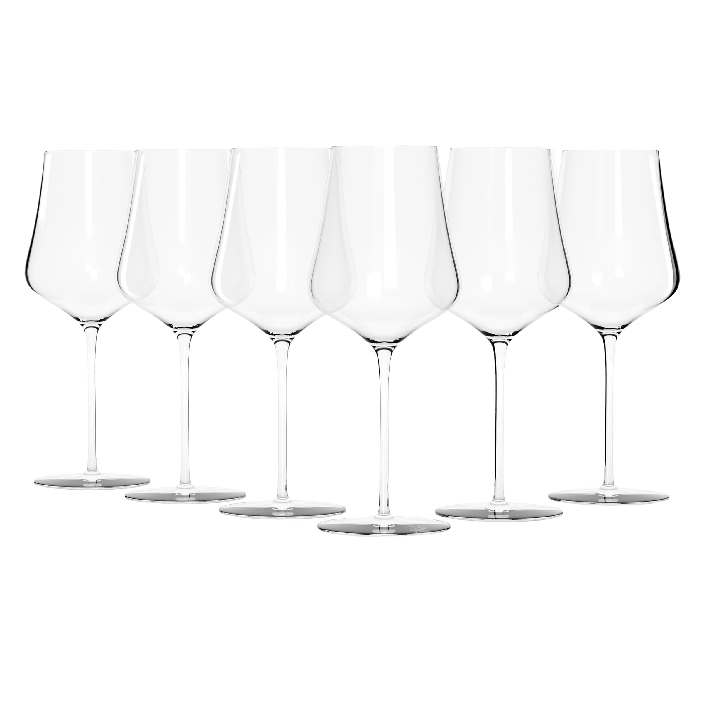 Gabriel-Glas front view crystal wine glasses in a six-pack for versatile serving